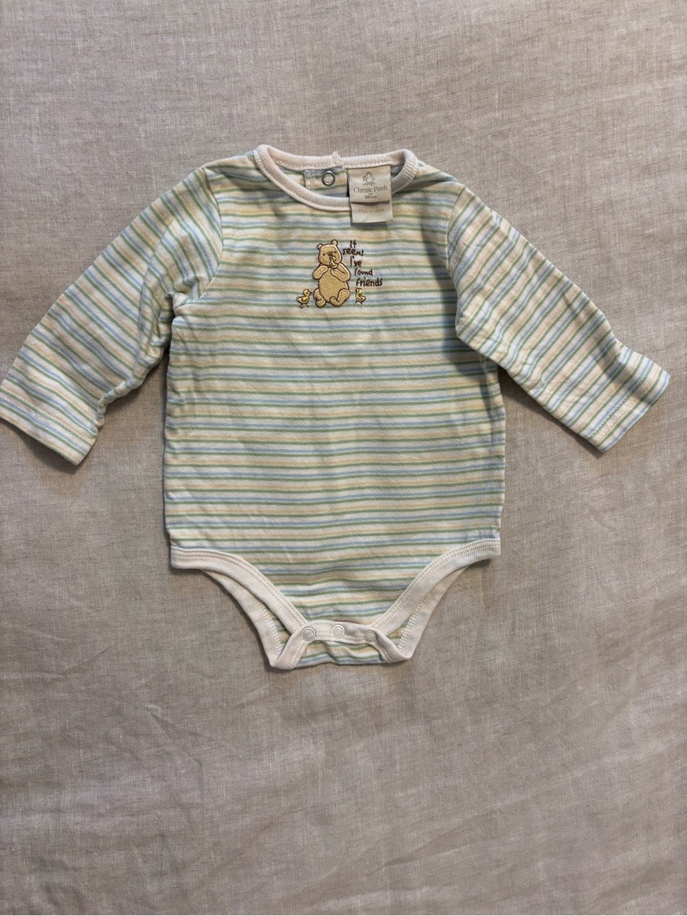 Vintage Classic Pooh by Disney 6M Striped Long Sleeve Bodysuit